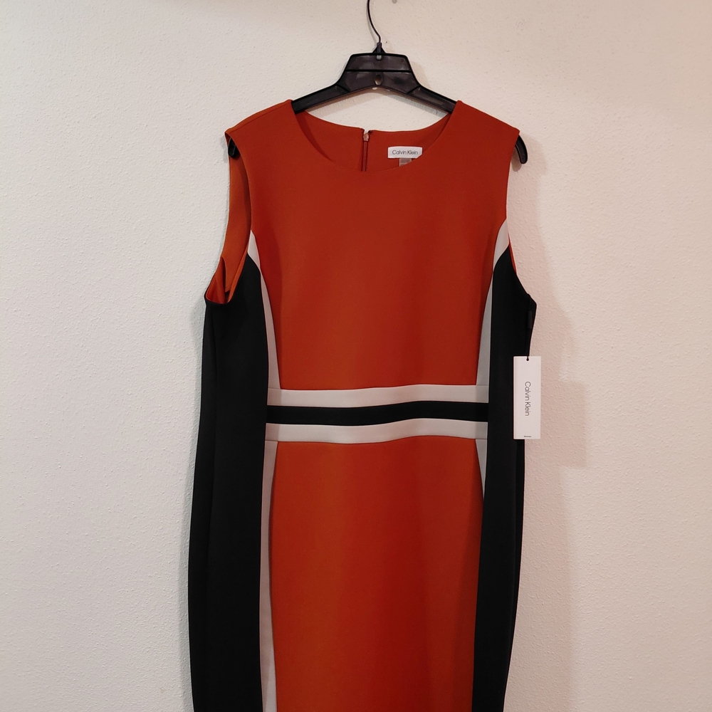 Calvin Klein Women's Orange and Black Dress